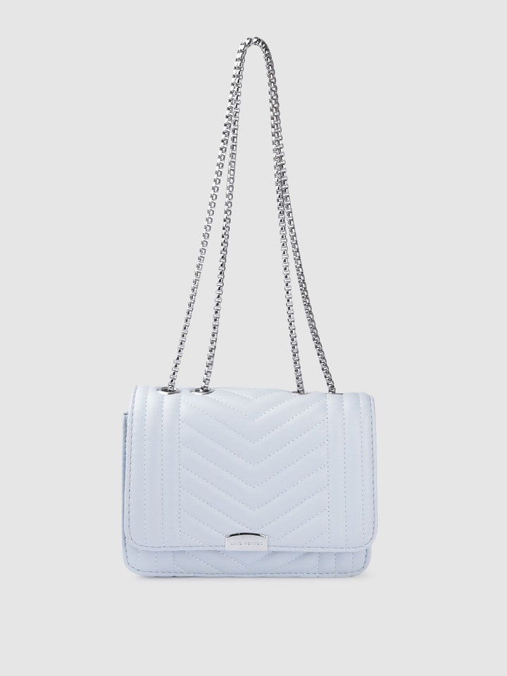 Lino Perros Women Blue Solid Quilted Structured Shoulder Bag