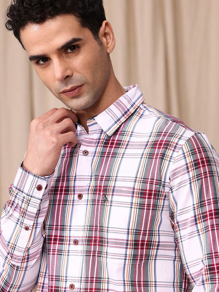 Mr Bowerbird Men Tailored Fit Tartan Checks Opaque Pure Cotton Casual Shirt