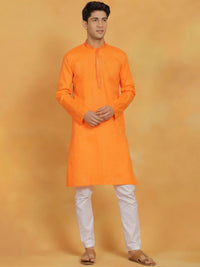 VASTRAMAY Mandarin Collar Thread Work Cotton Straight Kurta