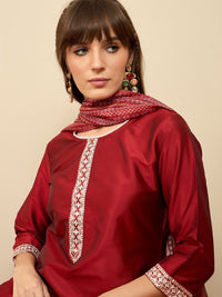 Indo Era Straight Sequinned Kurta with Trousers & Dupatta