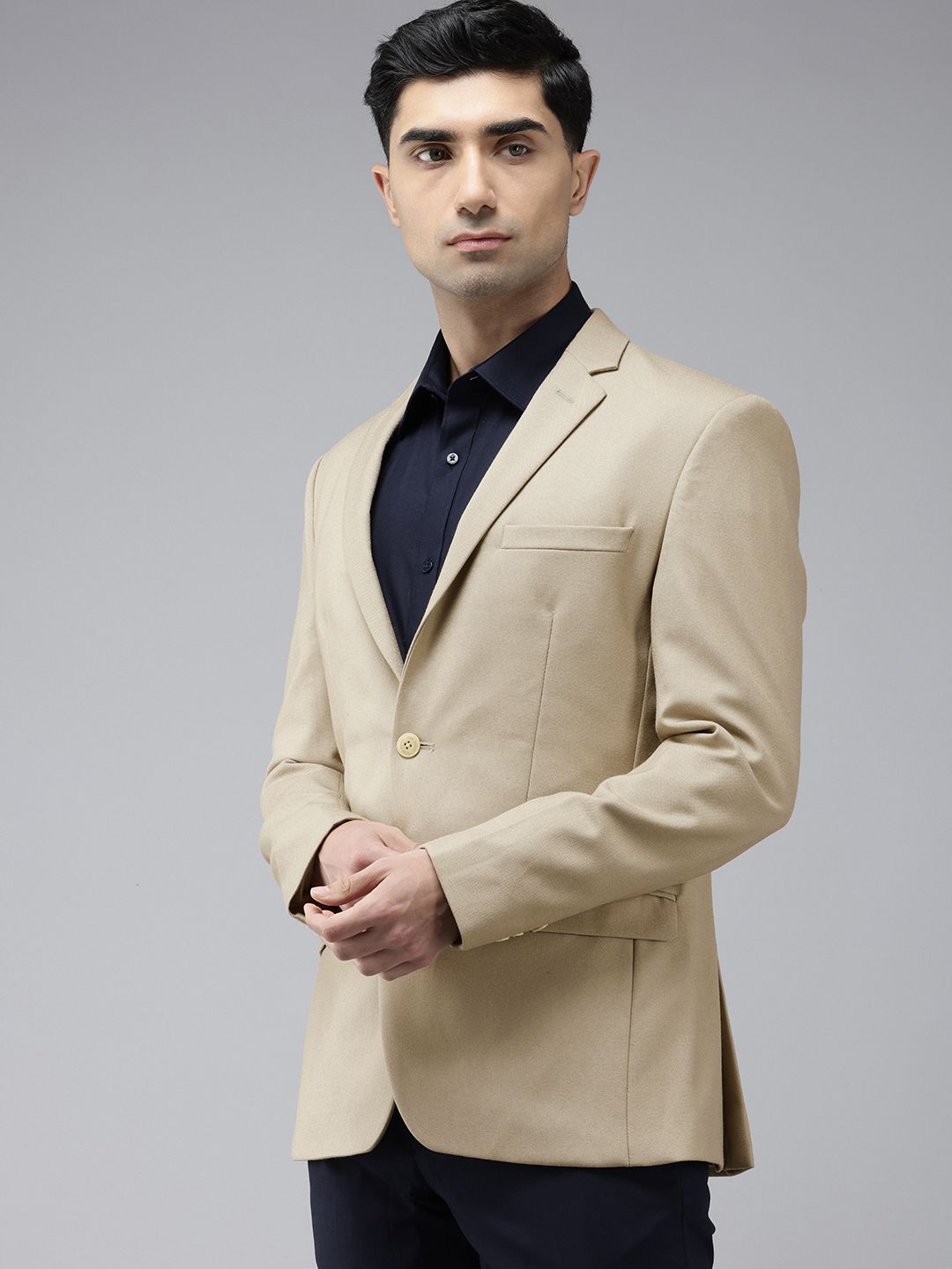 Park Avenue Self Design Textured Single-Breasted Super Slim Fit Formal Blazer