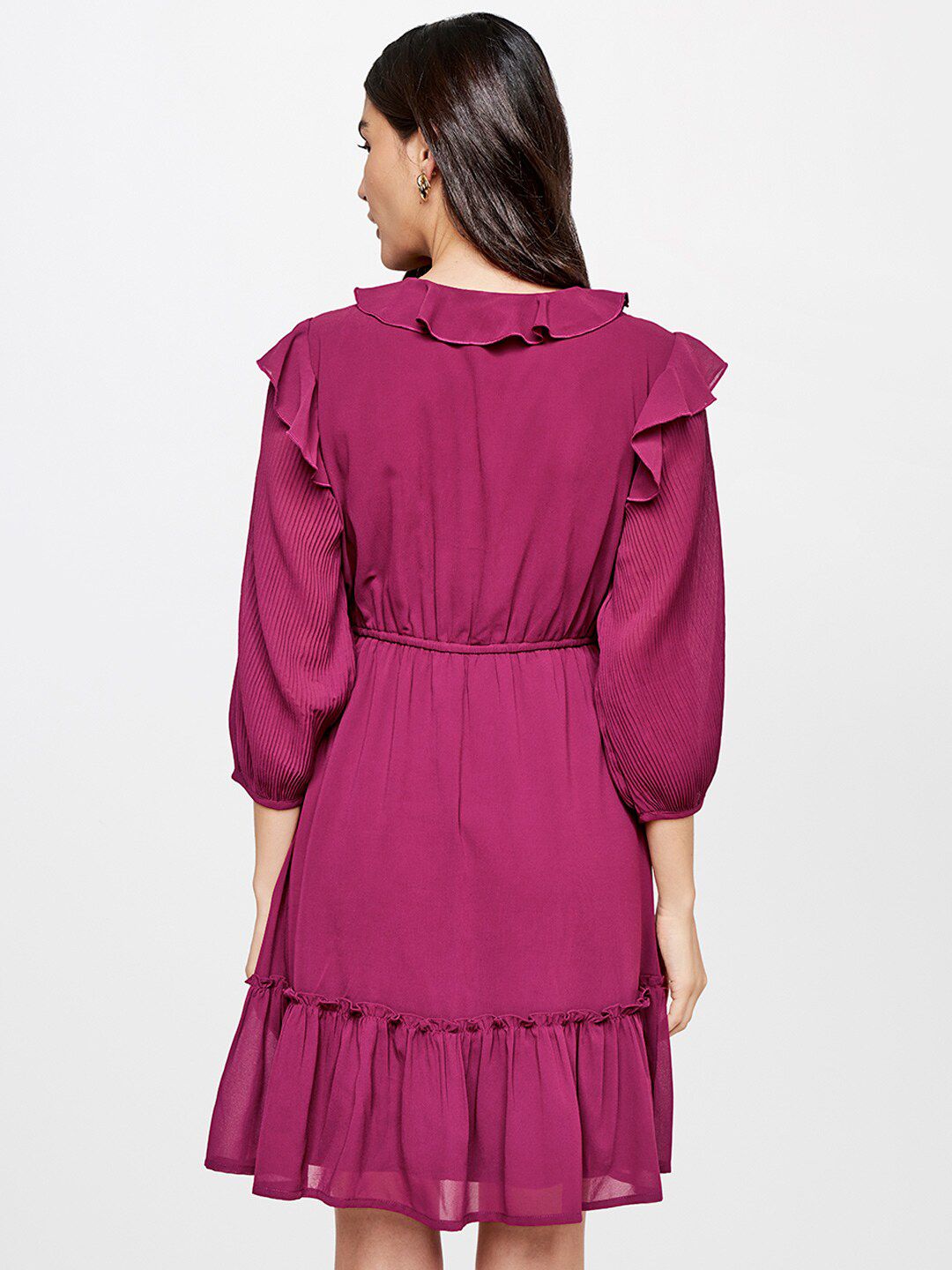 AND Women Pink Tie-Up Neck Dress