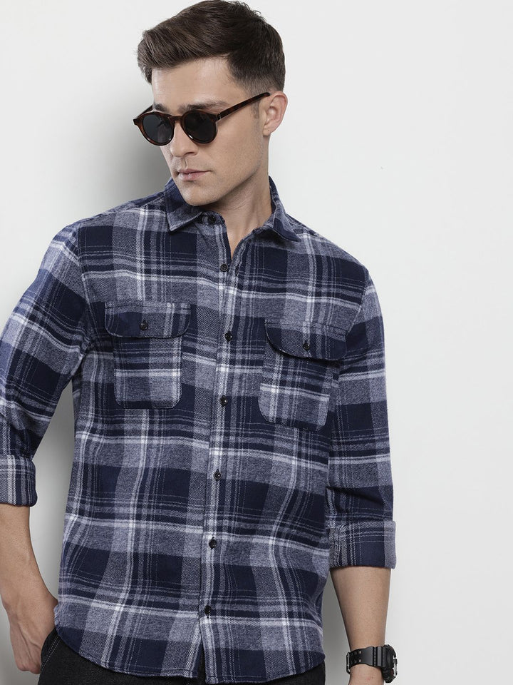 The Indian Garage Co Pure Cotton Slim Fit Checked Casual Shirt