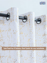 URBAN SPACE White & Gold-Toned Printed Black Out Door Curtain