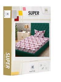 Moda Rapido X KLOTTHE Pink & White Geometric 400 TC Single Bedsheet with 1 Pillow Covers