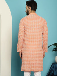 SOJANYA Mandarin Collar Embroidered Pure Cotton Kurta