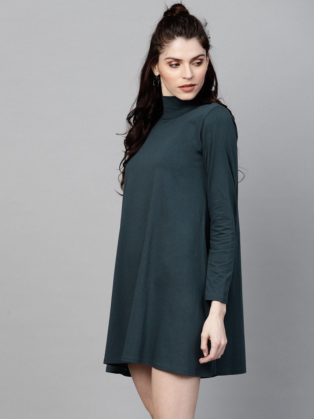 SASSAFRAS Women Teal Green Solid A-Line Dress