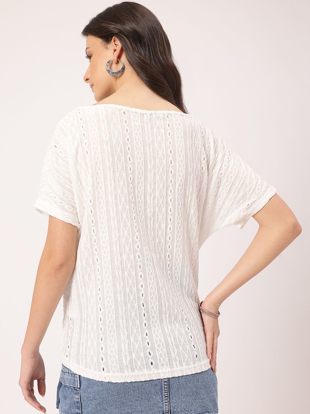 DressBerry Breezy Essentials Open Textured Knit Twisted Top