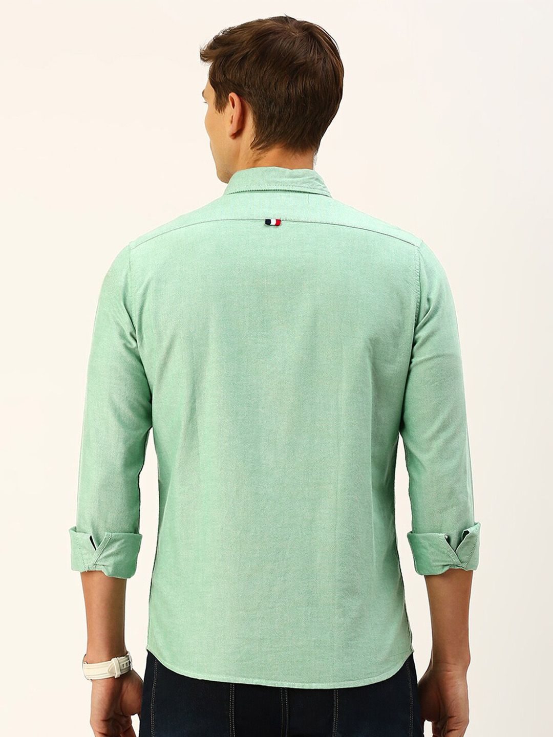 Thomas Scott Cotton Button-Down Collar Twill Classic Slim Fit Opaque Casual Shirt