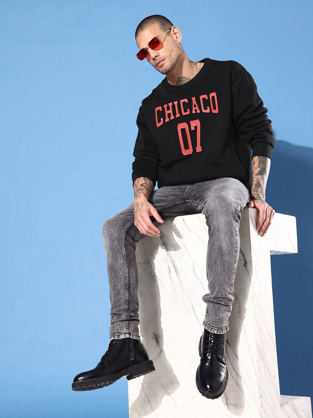 DILLINGER Men Typography Printed Oversized Sweatshirt