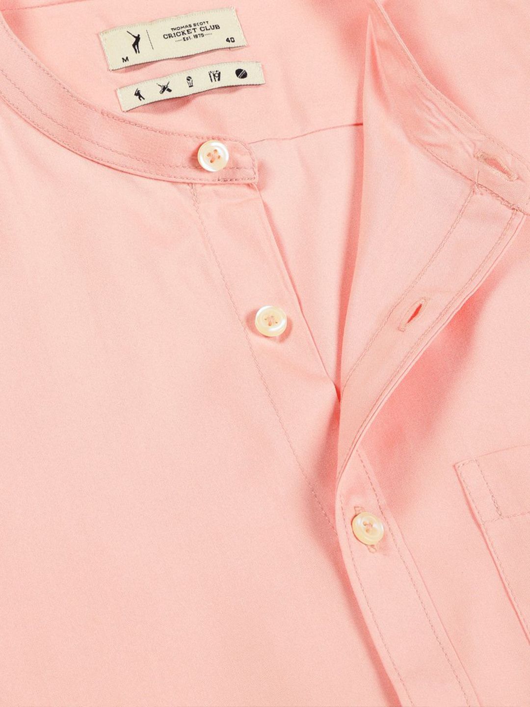 Thomas Scott Men Premium Solid Mandarin Collar Casual Shirt