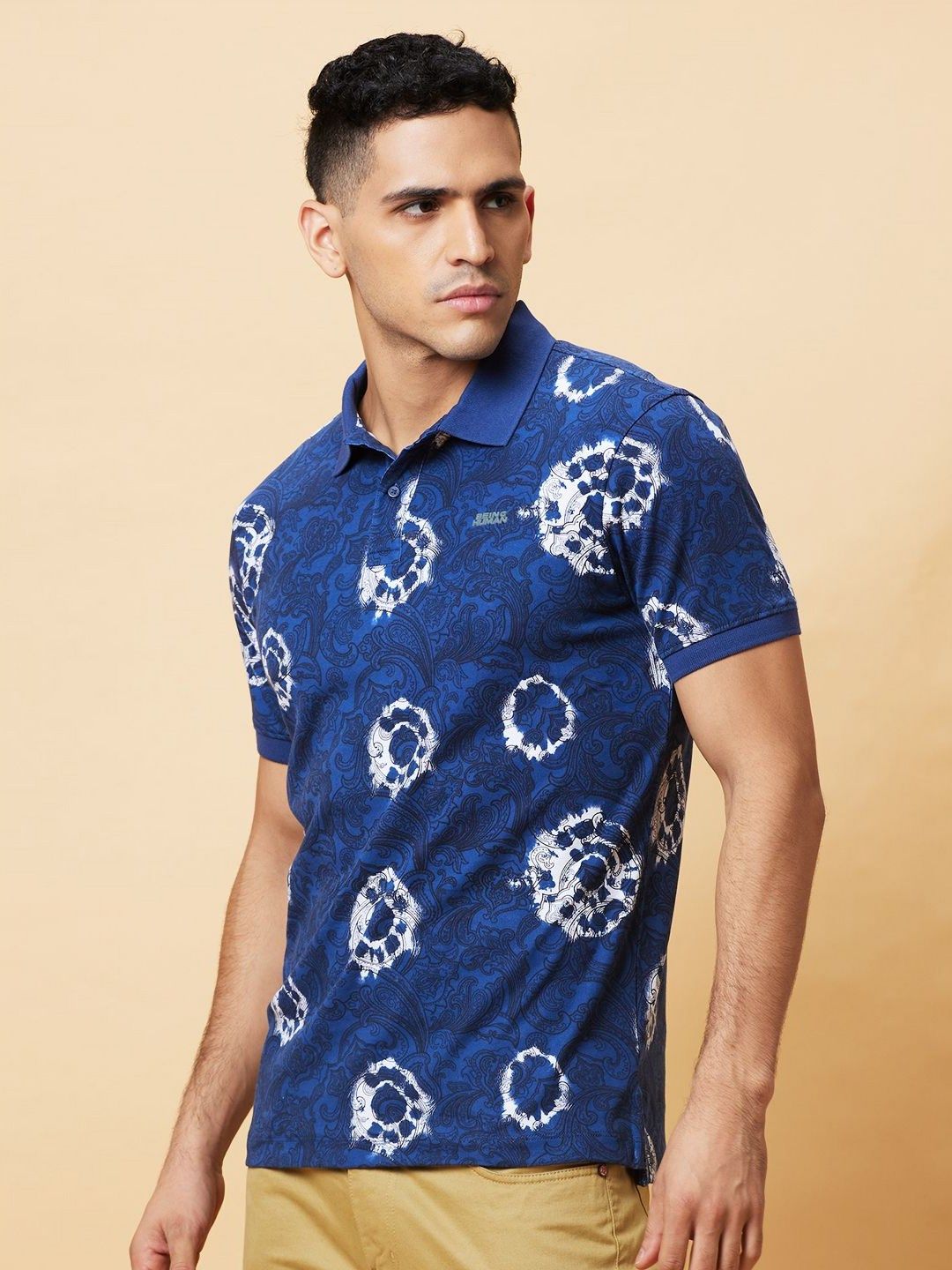 Being Human Men Floral Printed Polo Collar T-shirt
