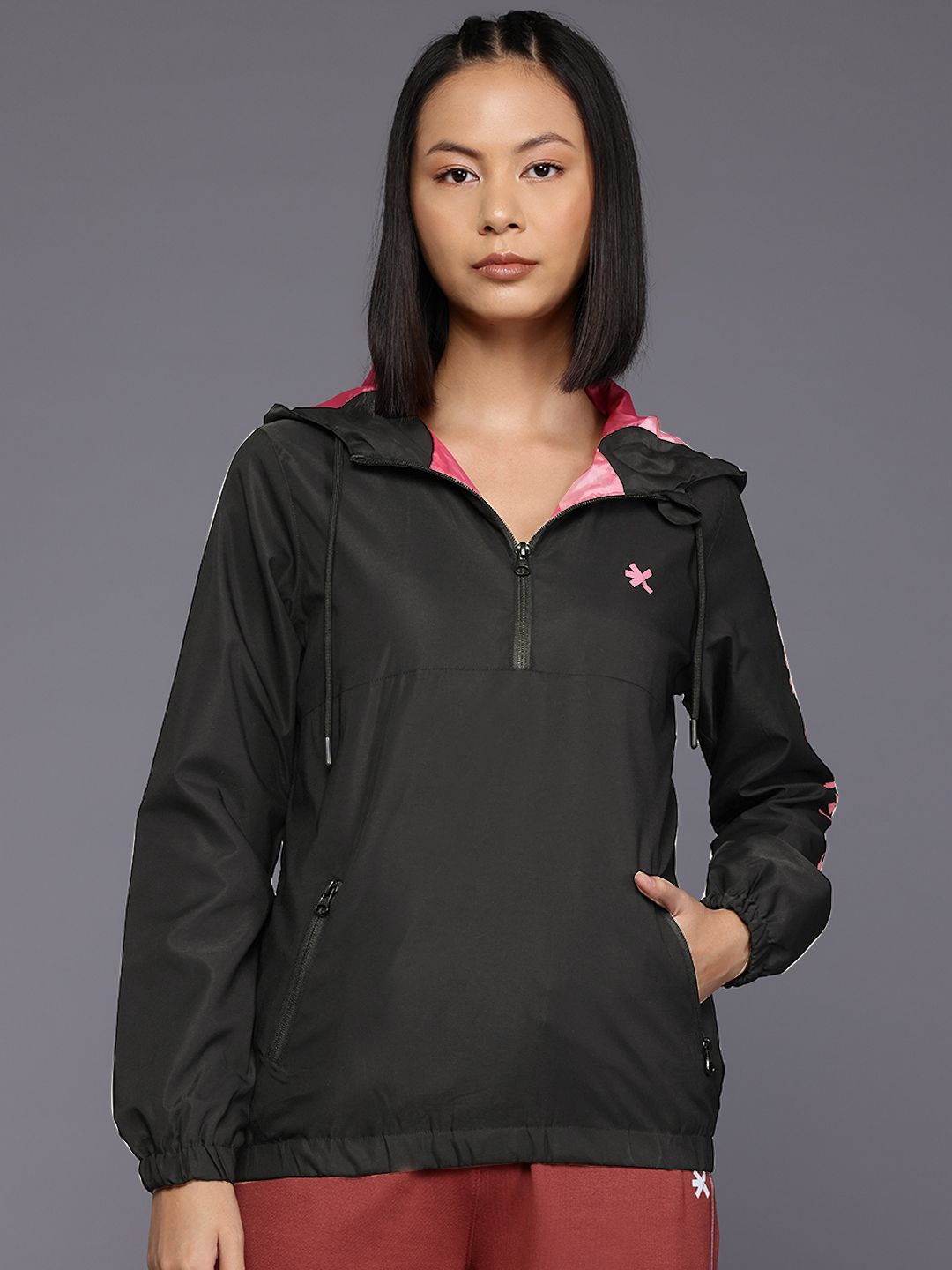 HRX by Hrithik Roshan Rapid-Dry Typography Print Hooded Training Tailored Jacket