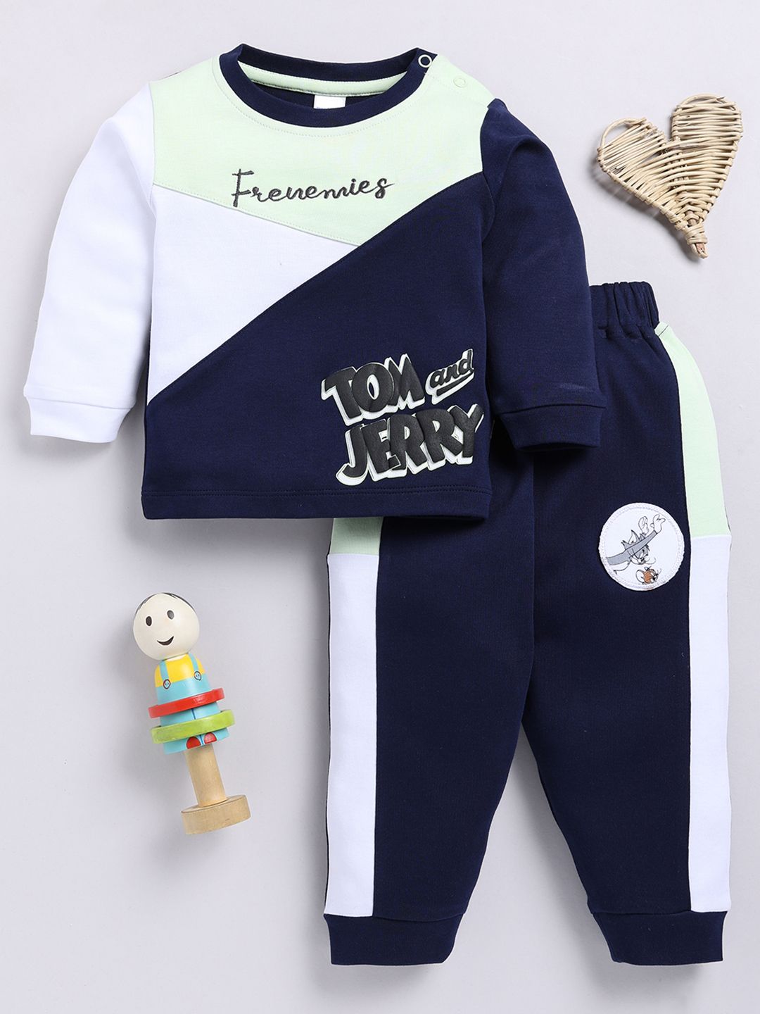 Moms Love Infant Boys Pure Cotton Tom & Jerry Printed T-shirt With Joggers