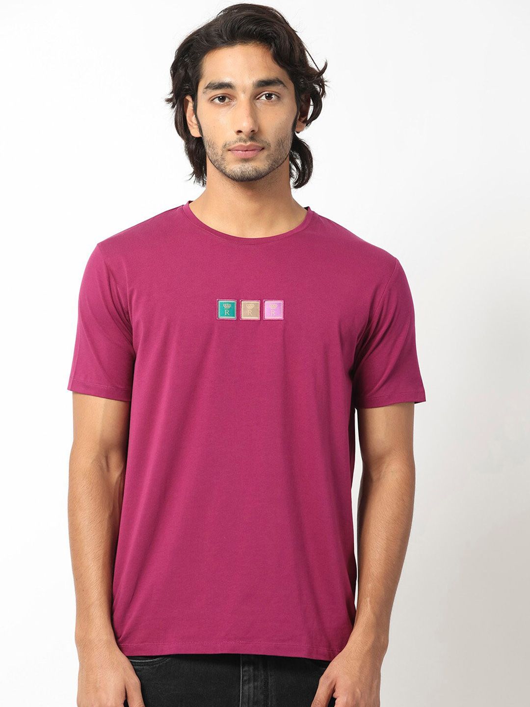 RARE RABBIT Men Palp Cotton Slim Fit T-Shirt