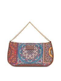 ZOUK Ethnic Motifs Printed Structured Baguette Bag Handbags