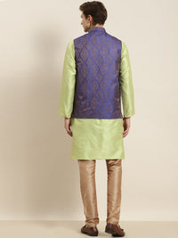 SOJANYA Kurta Belang Hijau Limau Lelaki dengan Jaket Churidar & Nehru