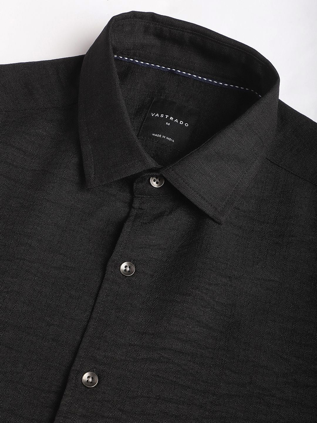 VASTRADO Men Classic Spread Collar Solid Cotton Slim Fit Casual Shirt
