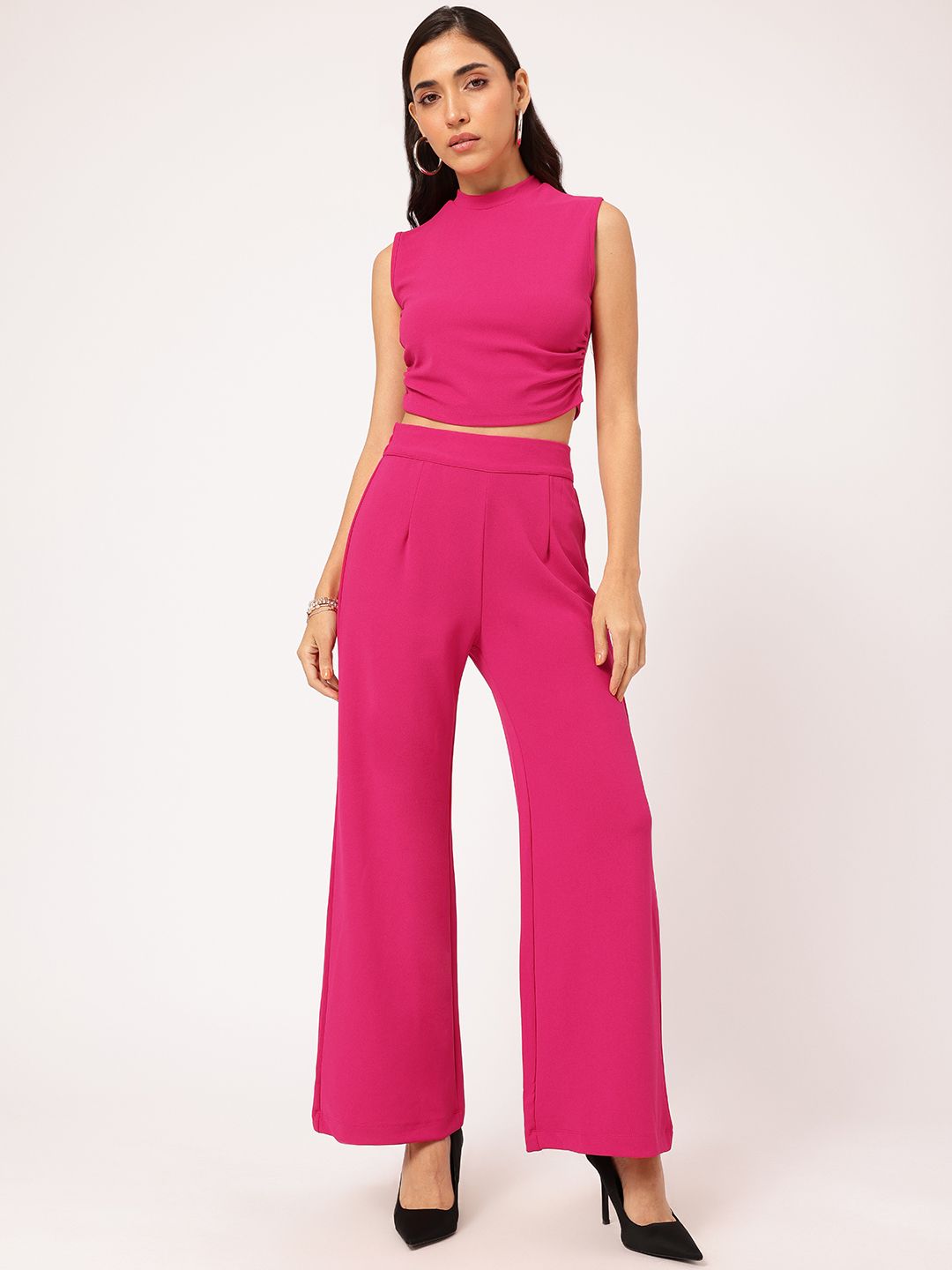 DressBerry Barbicore Charm Ruched Crop Flair Co-Ords