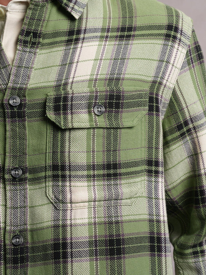 LOCOMOTIVE Textured Checked Utility Pocket Overshirt