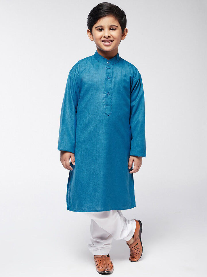 SOJANYA Boys Blue Solid Kurta