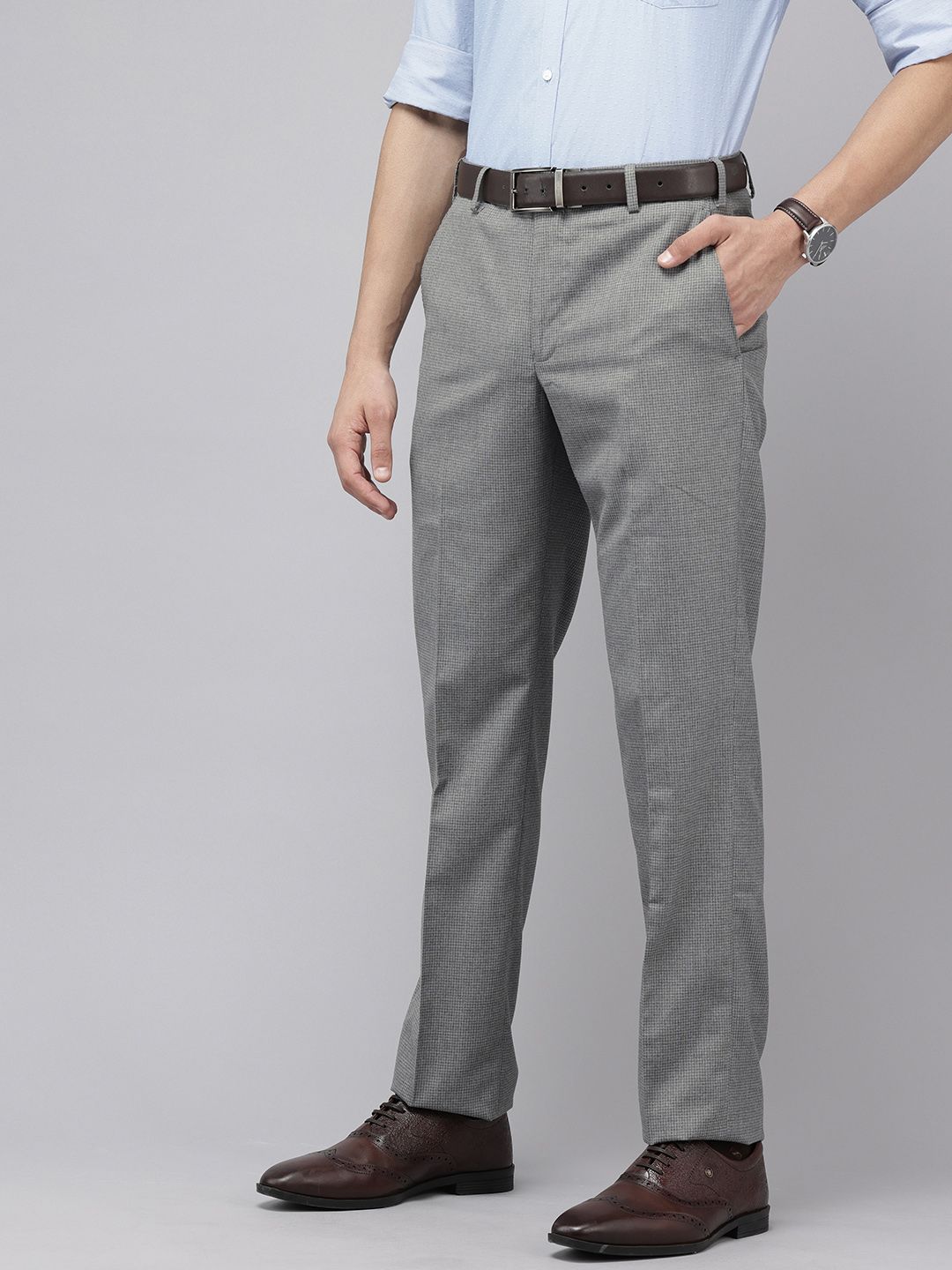 Park Avenue Men Checked Formal Trousers