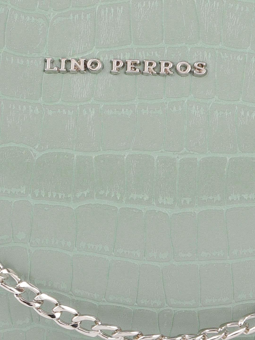 Lino Perros Mint Green Croc Textured Baguette Bag