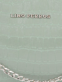 Lino Perros Mint Green Croc Textured Baguette Bag
