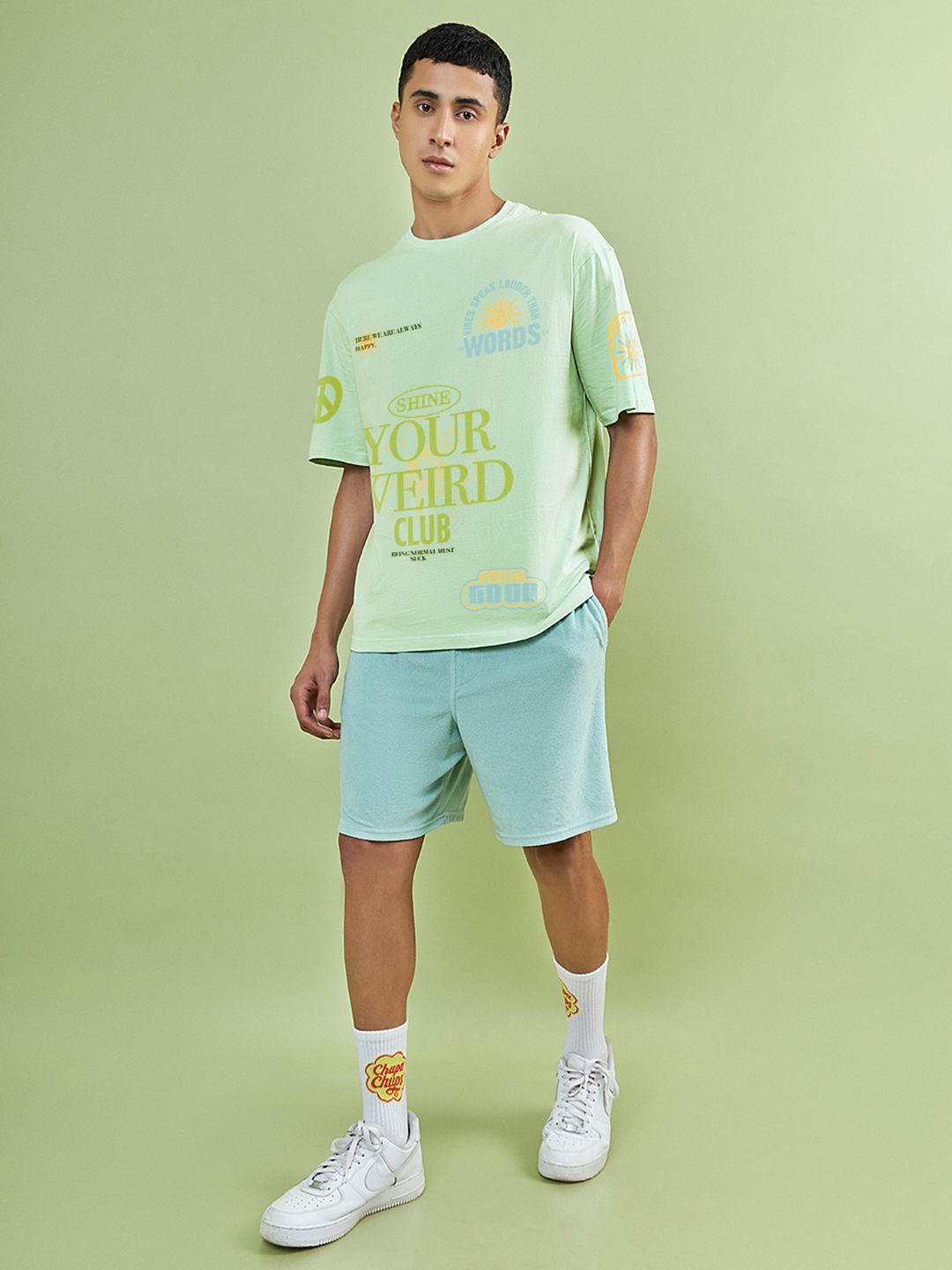 Bewakoof Men Typography Printed Round Neck Pure Cotton Oversized T-Shirt