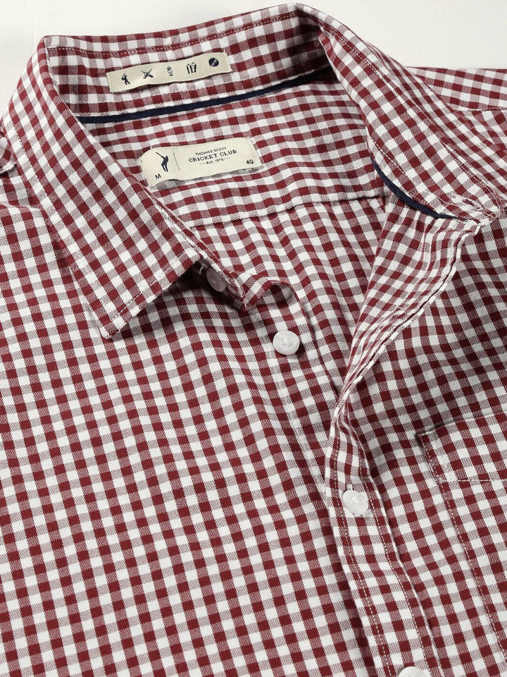 Thomas Scott Classic Slim Fit Gingham Checked Pure Cotton Casual Shirt