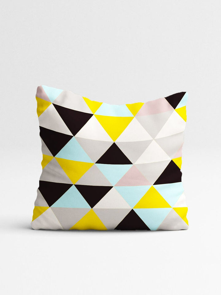 STITCHNEST Set of 5 Yellow & Black Geometric Square Cushion Covers