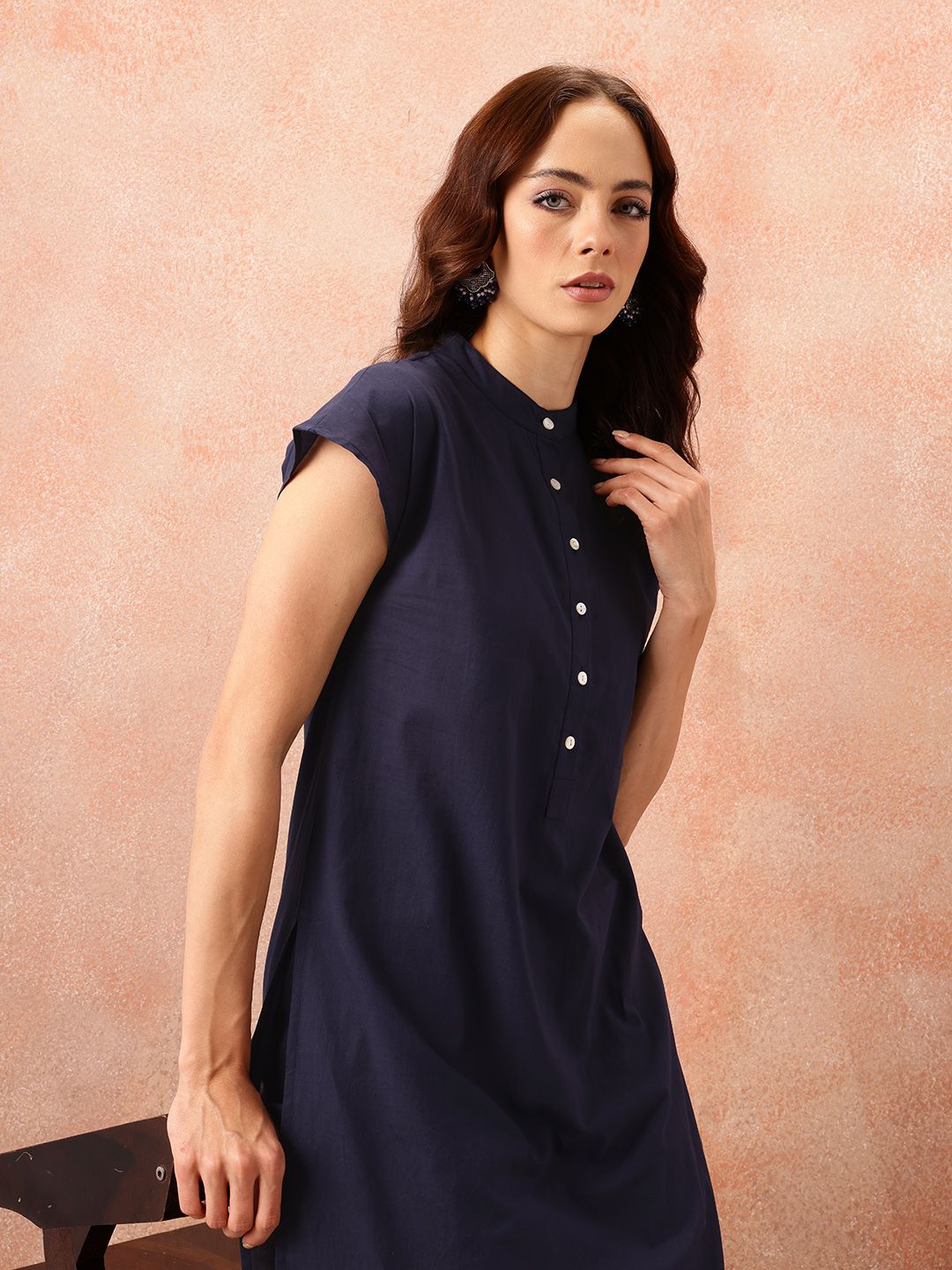 all about you Pathani Style Pure Cotton Extended Sleeve Kurta with Smock Cuffed Salwar