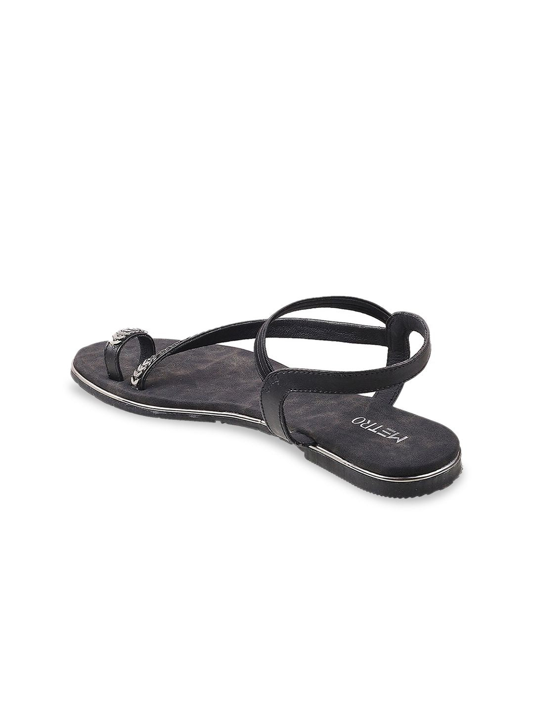Metro Women Black Embellished One Toe Flats