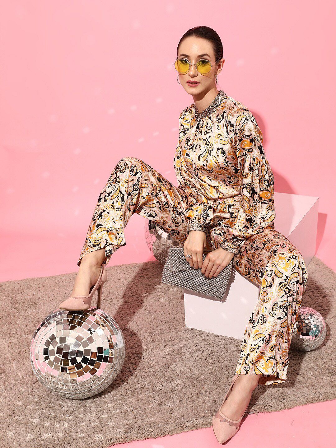 STREET 9 Yellow Ethnic Motifs Top