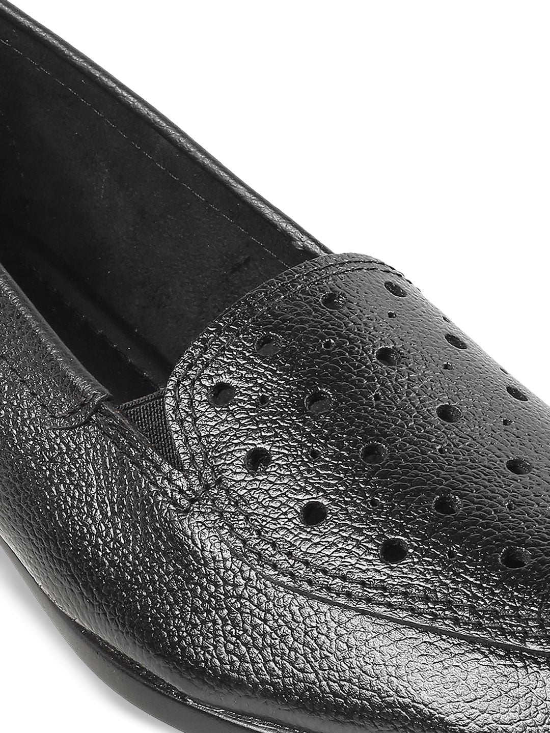 Mochi Black Leather Block Pumps
