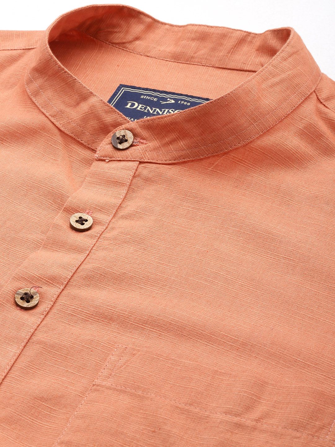 DENNISON Men Mandarin Collar Roll-Up Sleeves Kurta