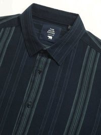 THE BEAR HOUSE Vertical Striped Slim Fit Twill Cotton Casual Shirt