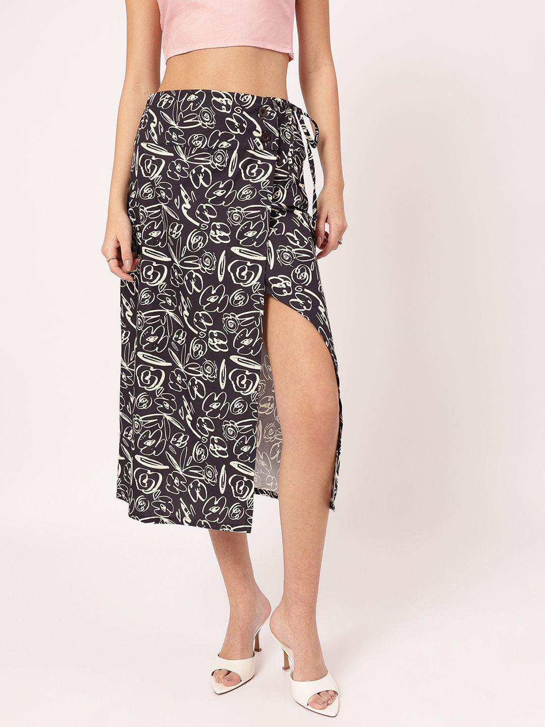 DressBerry Rose Revival Wrap-Style Skirt