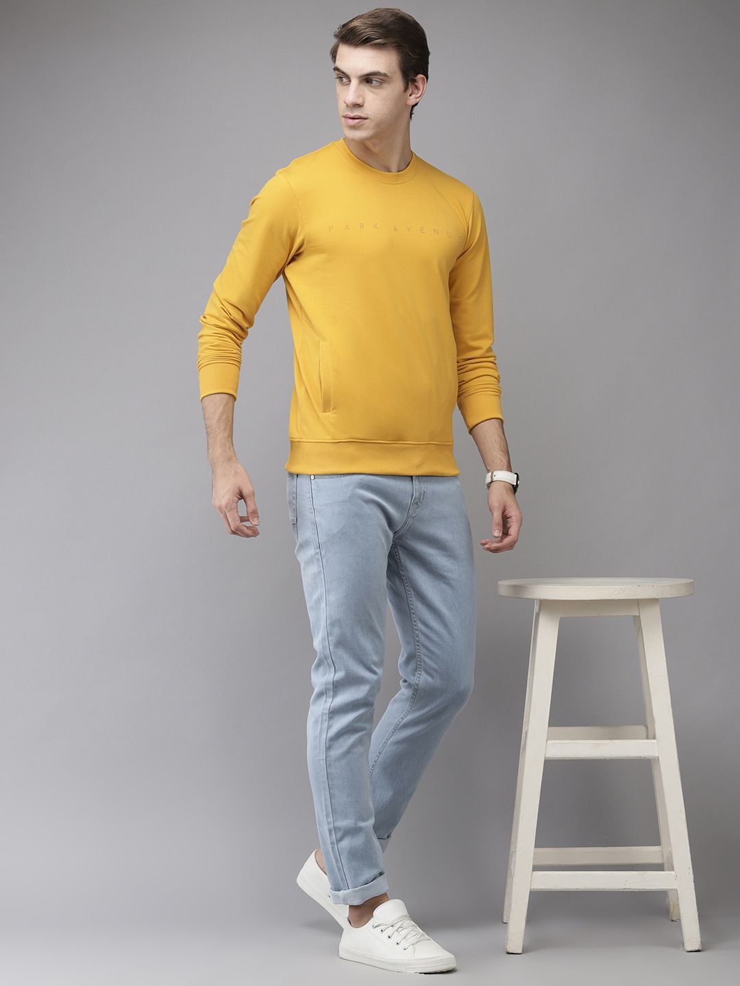 Park Avenue Men Yellow Brand Logo Printed Sweatshirt