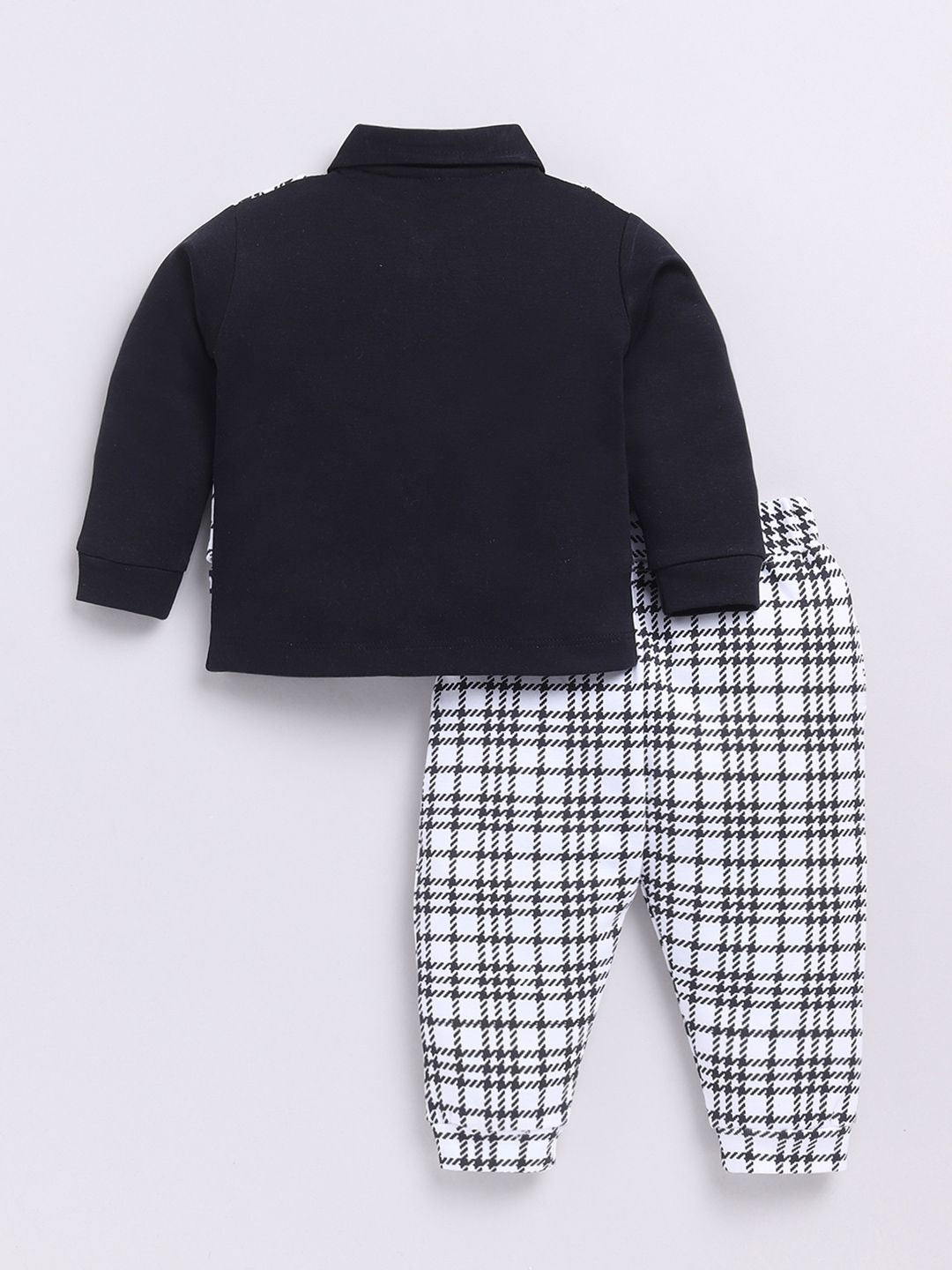Moms Love Infant Boys Checked Pure Cotton Shirt with Joggers