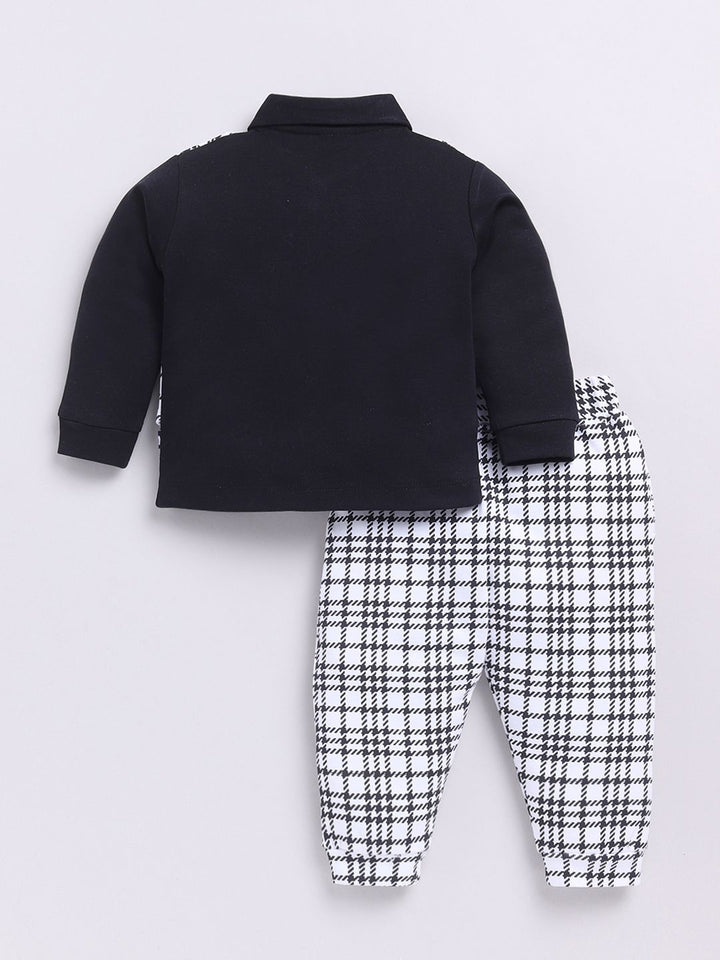 Moms Love Infant Boys Checked Pure Cotton Shirt with Joggers