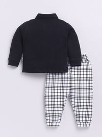 Moms Love Infant Boys Checked Pure Cotton Shirt with Joggers