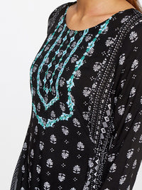 Global Desi Women Black Floral Printed Anarkali Kurta