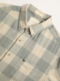 THE BEAR HOUSE Slim Fit Buffalo Checked Cotton Linen Casual Shirt