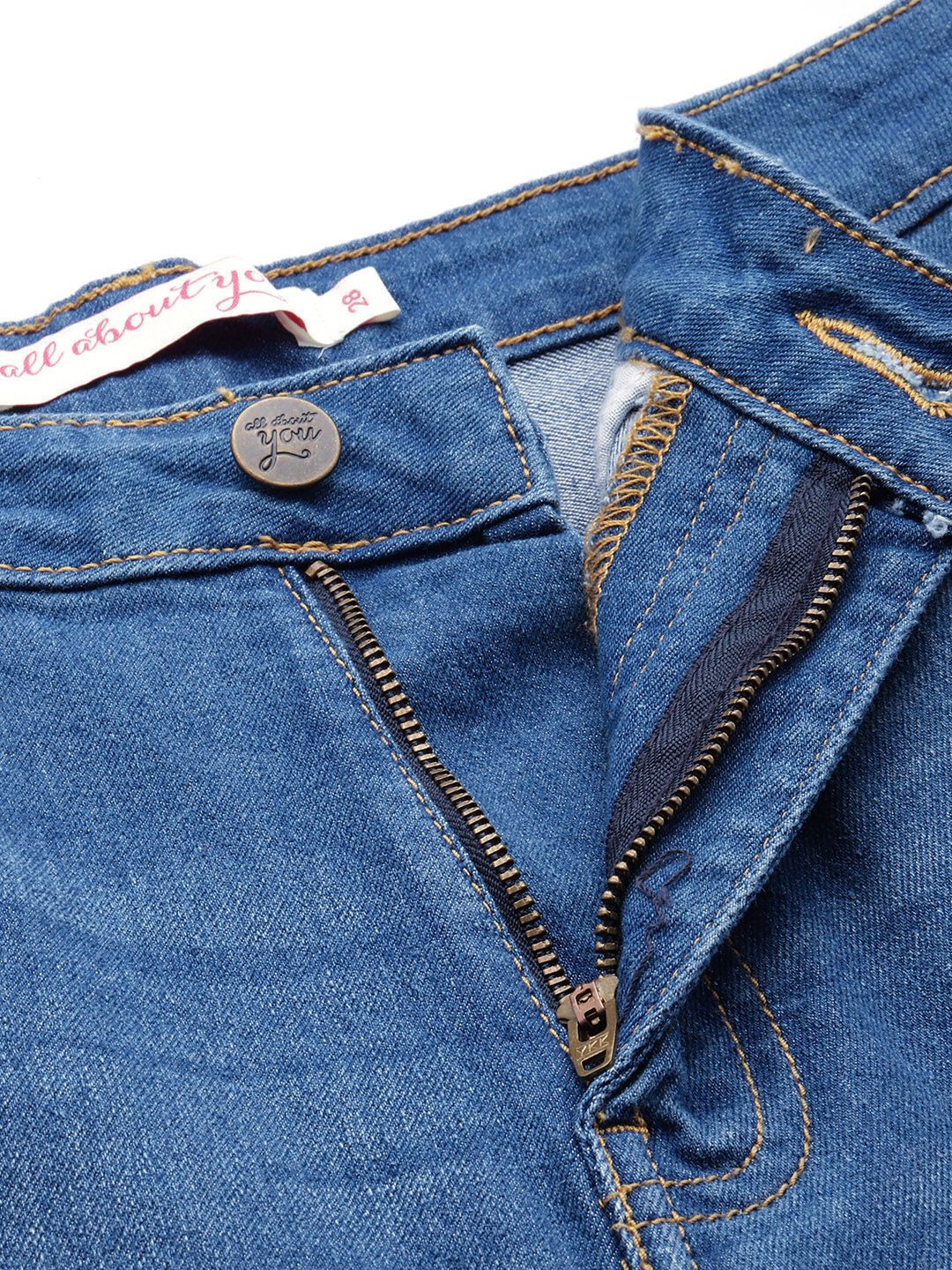 all about you Women Straight Fit High-Rise Light Fade Stretchable Jeans