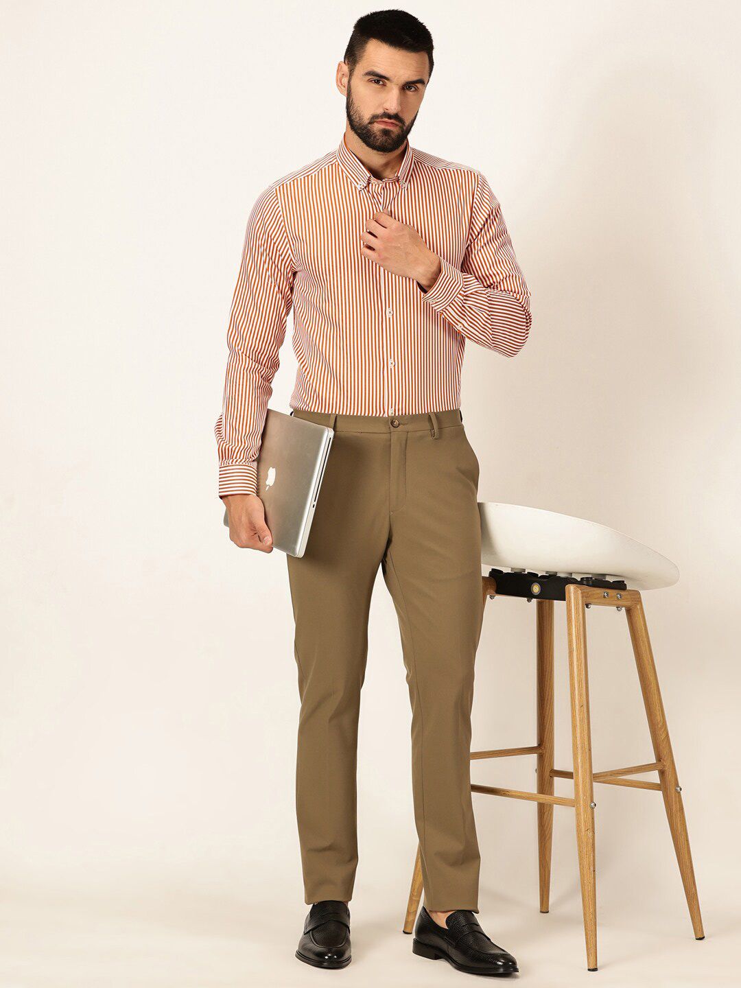 Thomas Scott Premium Striped Button-Down Collar Long Sleeves Formal Shirt
