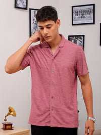 The Indian Garage Co Men Slim Fit Textured Terry Knit Resortwear Shirt