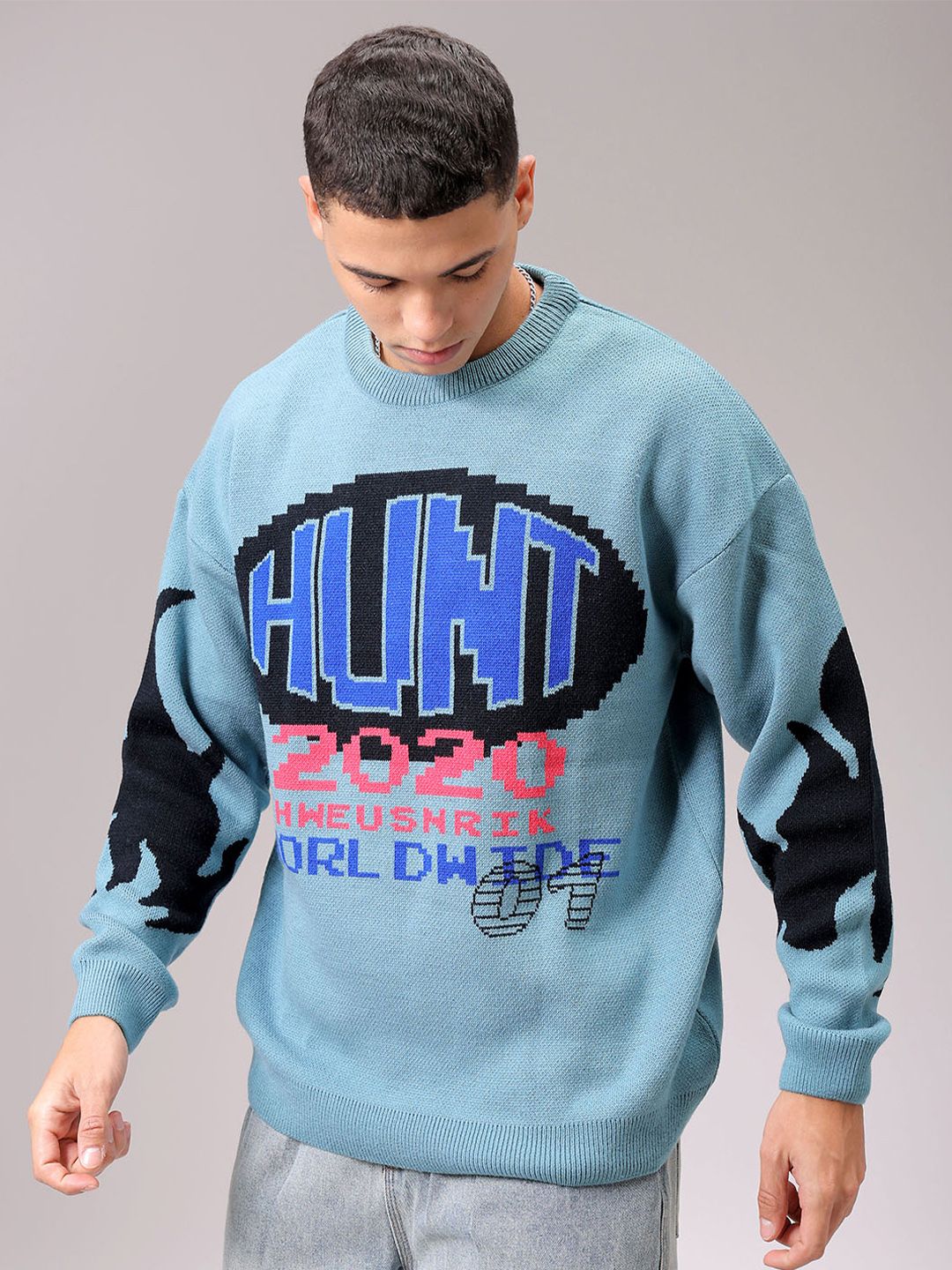 The Indian Garage Co Men Solid Round Neck Pullover