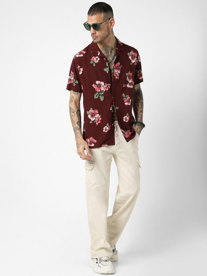 VASTRADO Floral Printed Oversized Casual Shirt