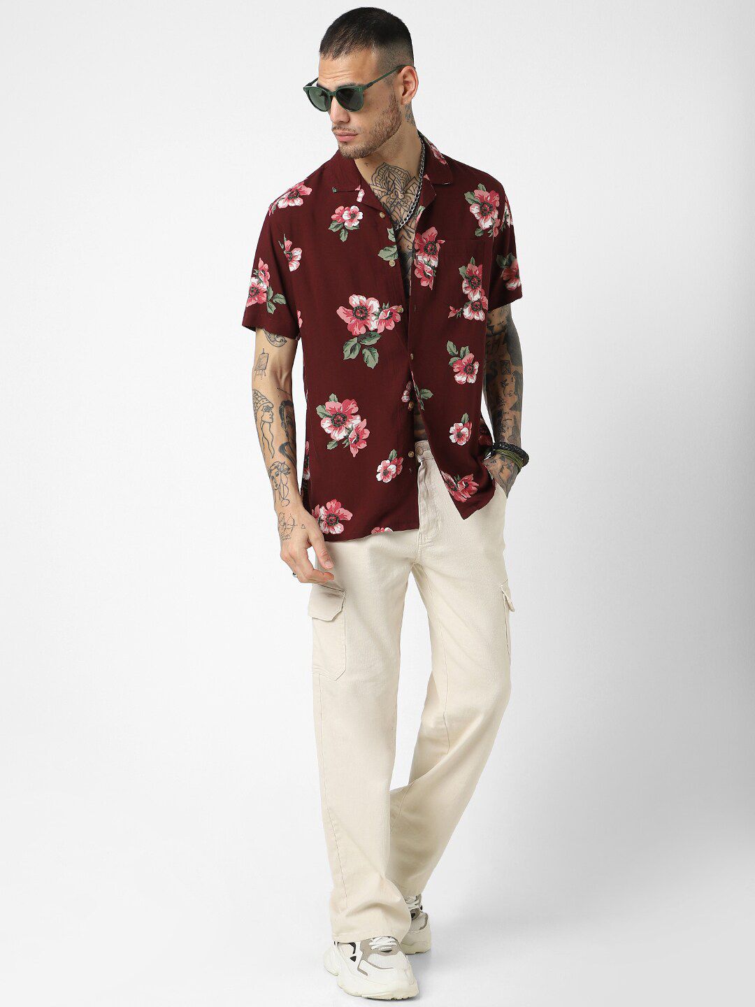 VASTRADO Floral Printed Oversized Casual Shirt